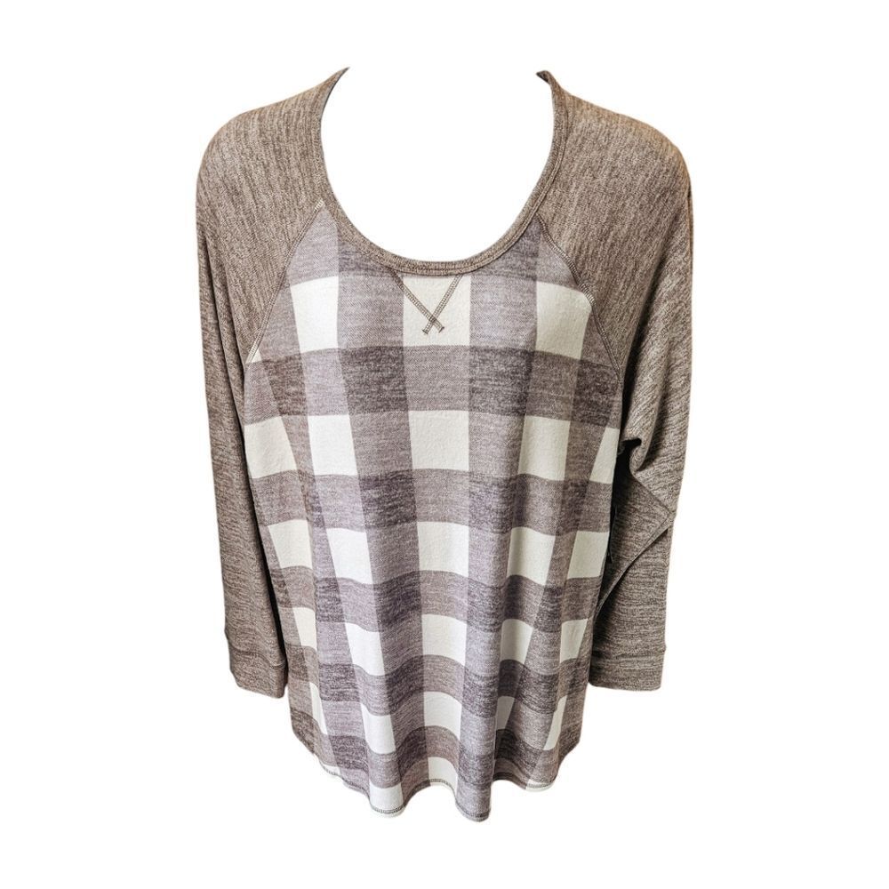 TORRID New Plus Size Super Soft Plush Raglan Plaid Sweatshirt 4X - Picture 2 of 16